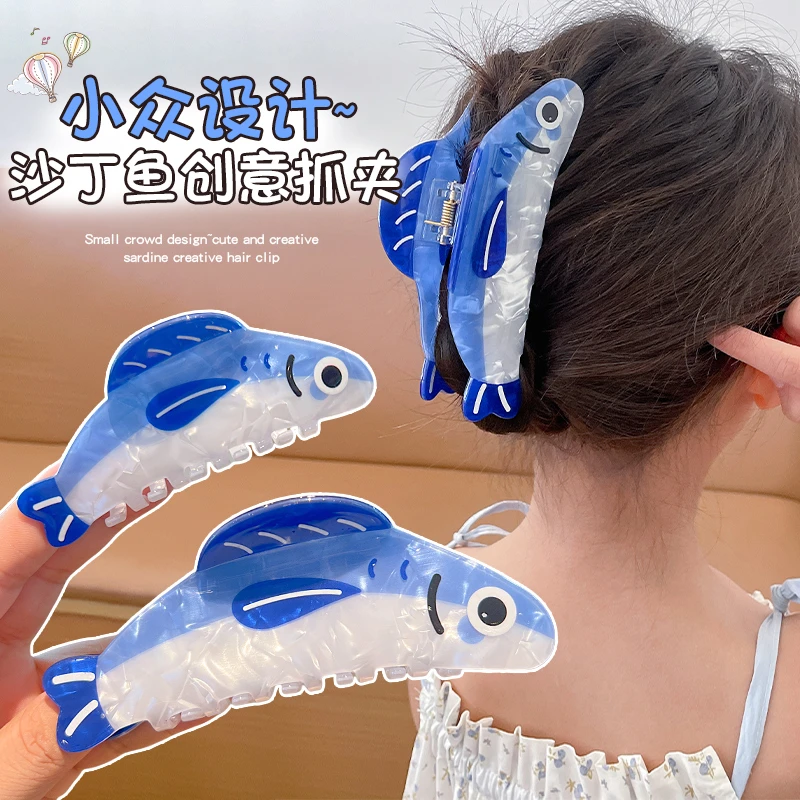 小鱼抓夹可爱海洋动物发夹小女孩后脑勺盘发鲨鱼夹子儿童新款发夹