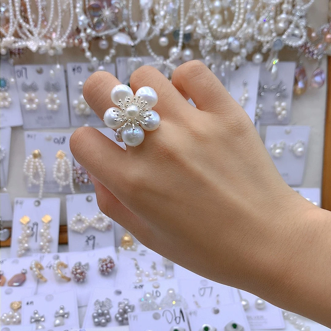 银S925镶嵌淡水珍珠耳饰