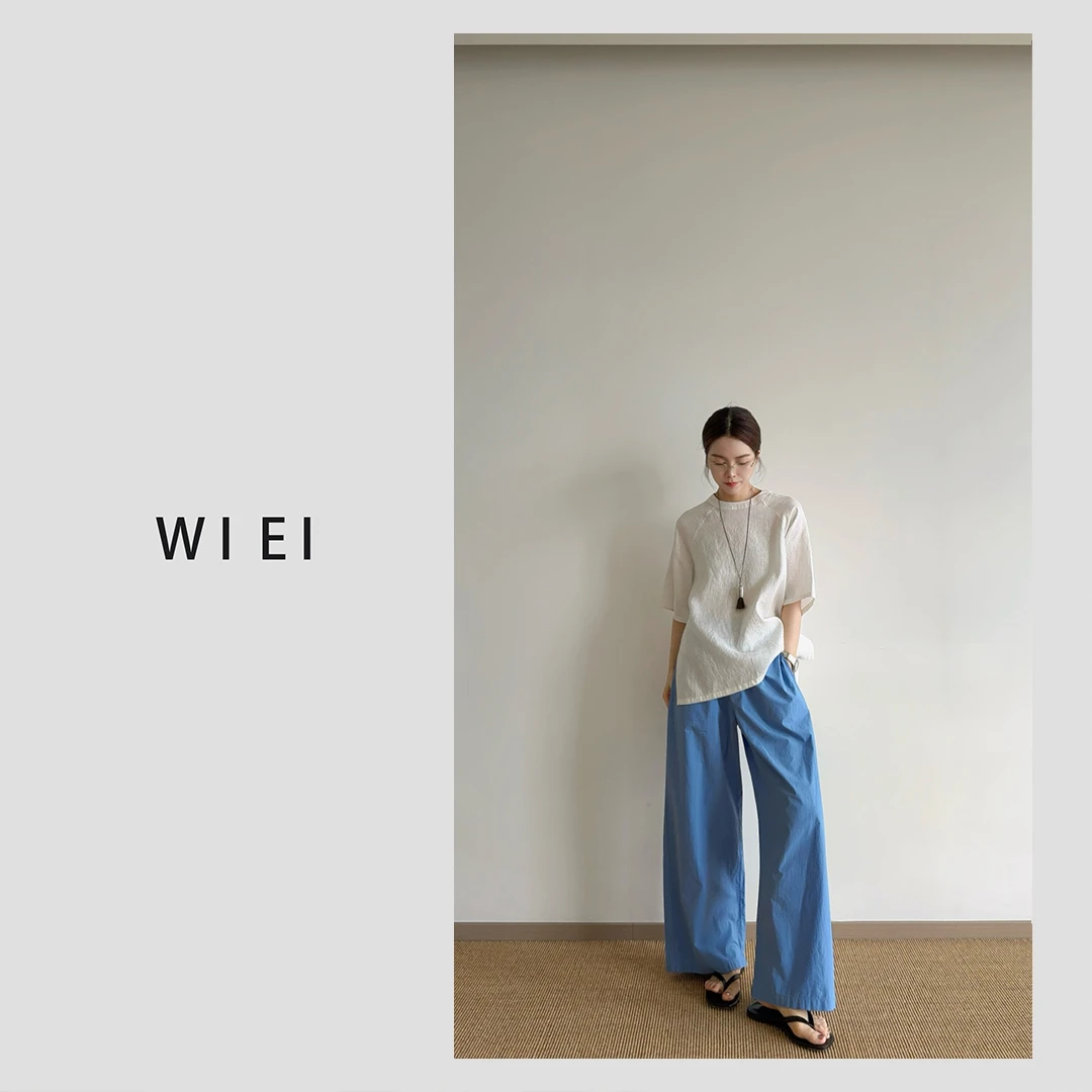《WI EI》云白衫*时髦凉感100%亚麻 松弛老钱短袖T恤W25300009