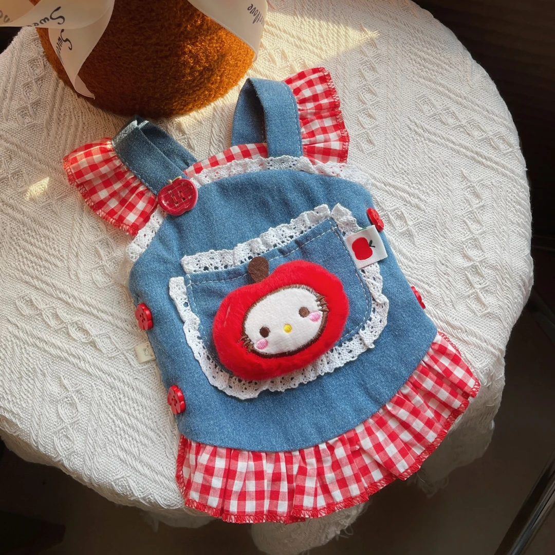 春夏狗狗猫咪背带裙飞袖牛仔裙ins卡通公主裙萌宠衣服约克夏