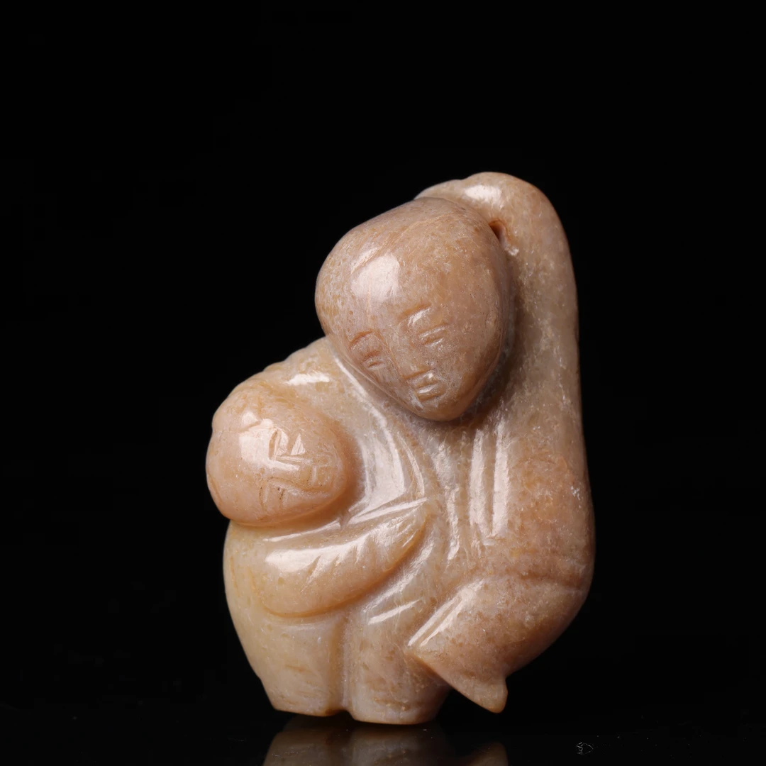 明代和田玉童子花件-NX