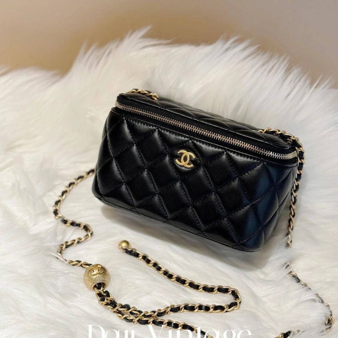 大吉中古/Chanel香奈儿黑金金球长盒子斜挎包