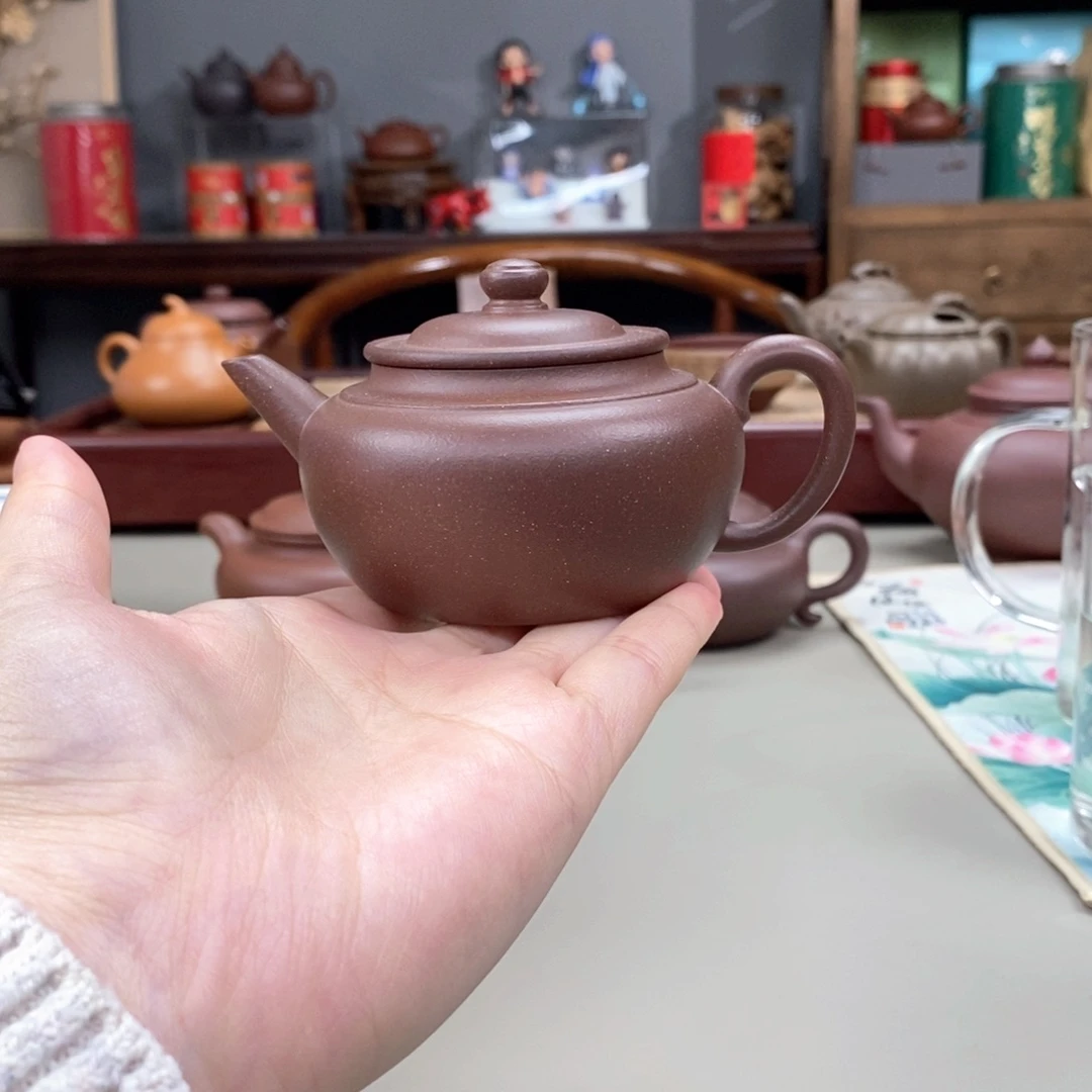 紫砂茶壶天青上腰线半手140cc