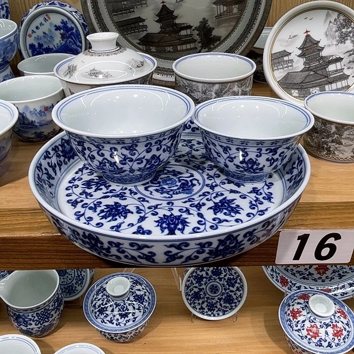 沉***雪青花缠枝莲3件套茶器
