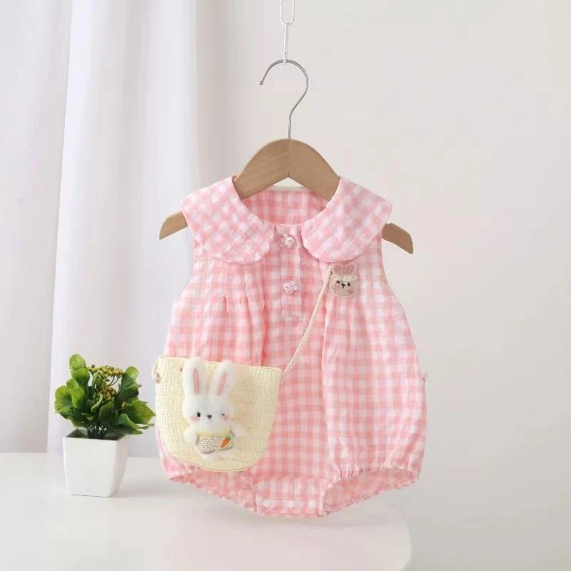 夏季包屁女宝宝新款婴儿无袖包屁时髦森系儿童洋气穿搭潮+包包