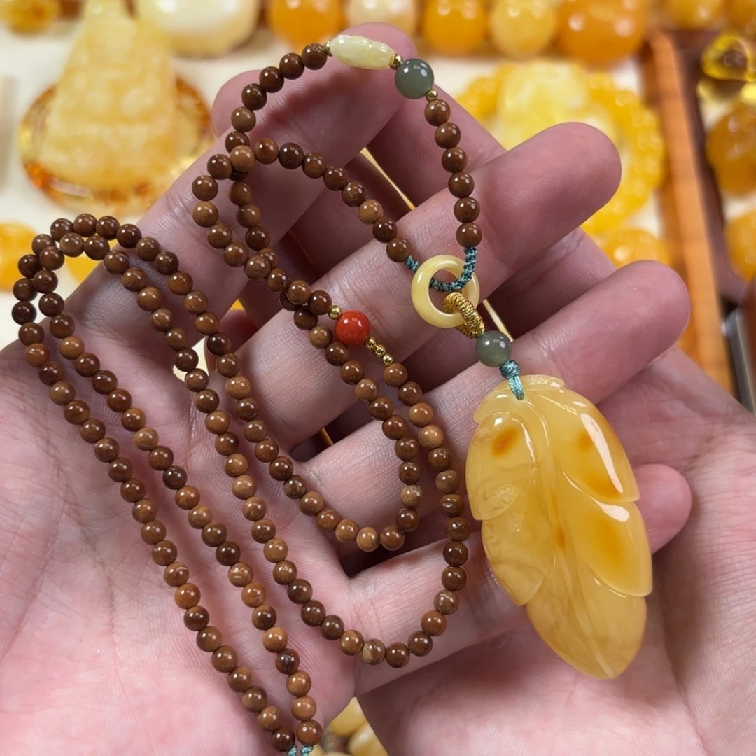 蜜蜡未镶嵌裸石树叶子