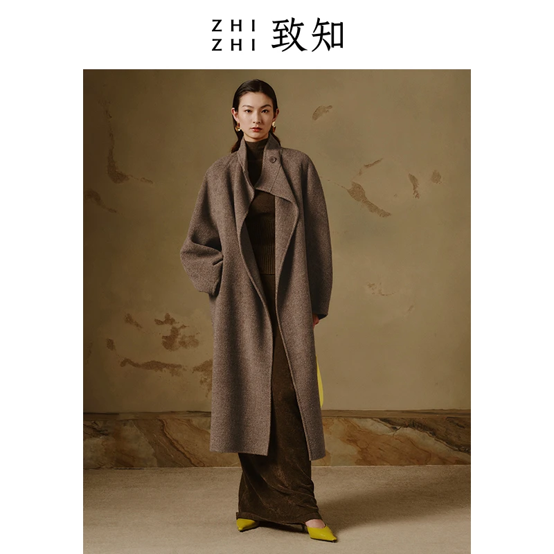 致知 楼心月 双面呢大衣2023冬季新款高级贝贝羊驼毛ZZ2CWWWW058