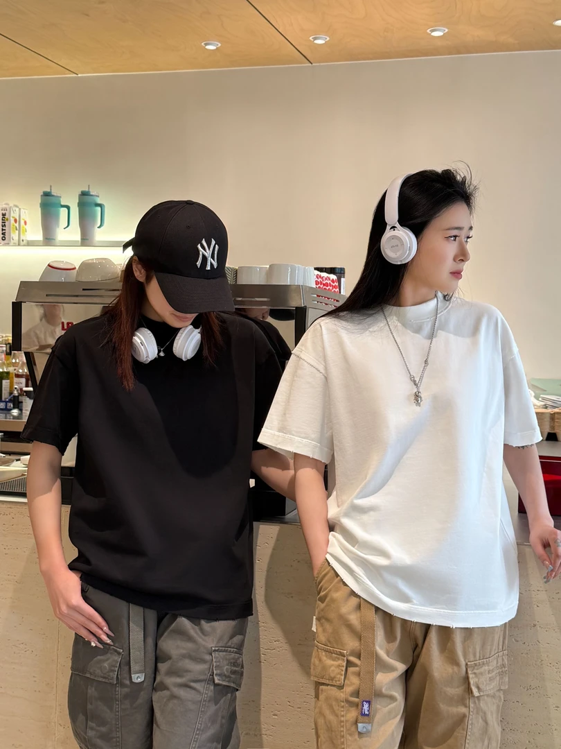 sy350g重磅纯棉T恤男女同款美式潮牌半袖宽松内搭圆领短袖2502