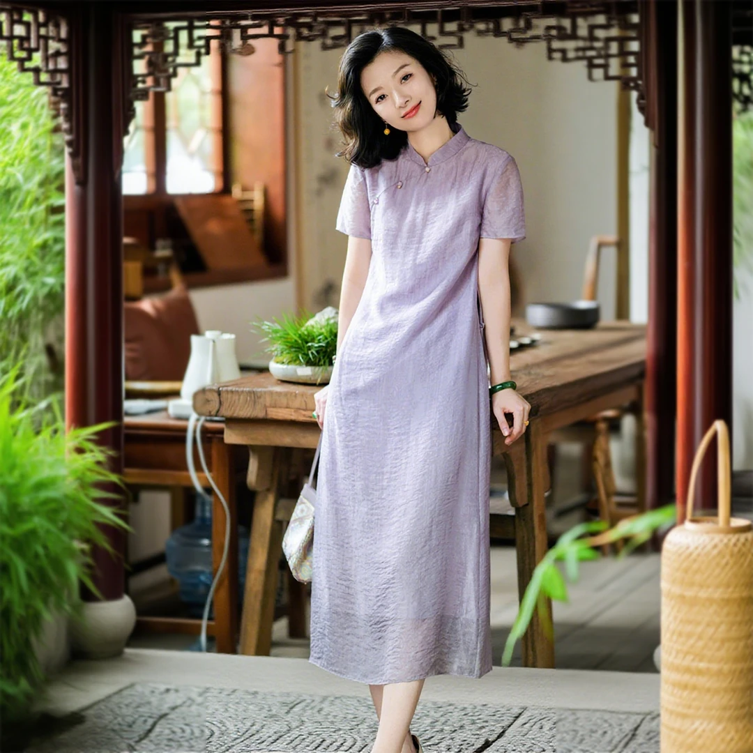 西子/【风信子】新中式立领斜襟宽松高端气质百搭显瘦旗袍/QPTJ161