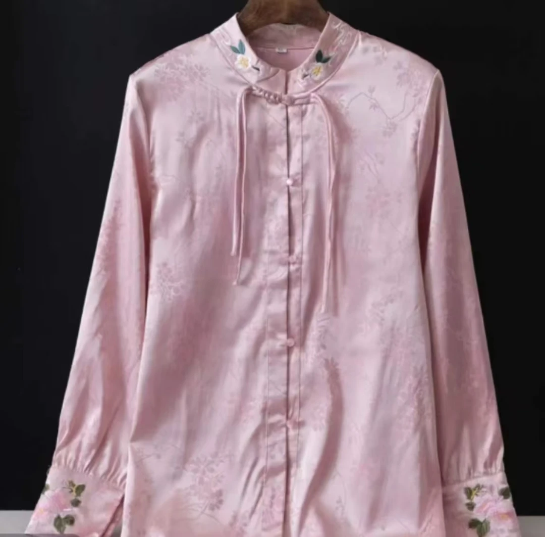 2025新中式开春款重工刺绣流苏气质百搭衬衫