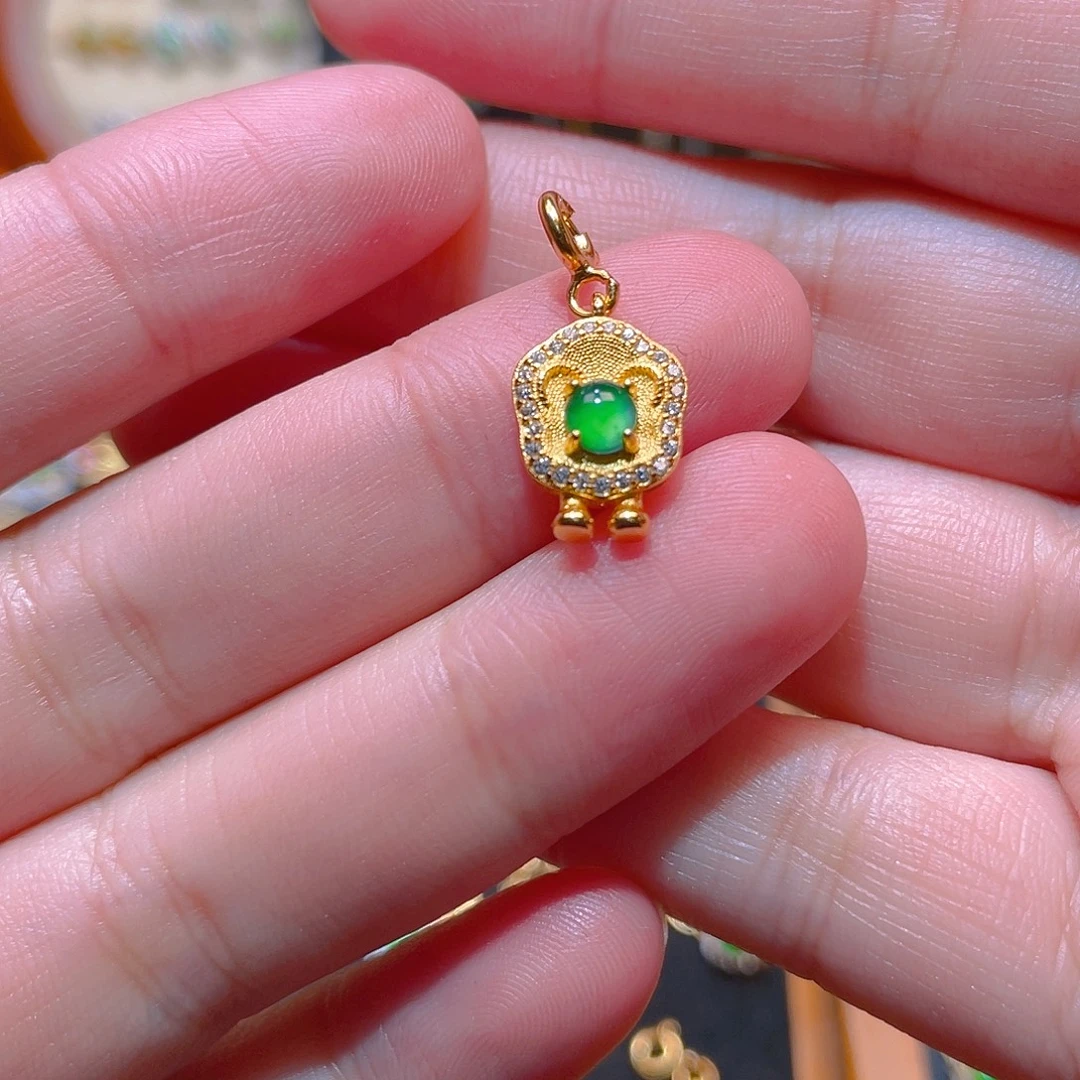 翡翠银S925镶嵌吊坠(不含链)