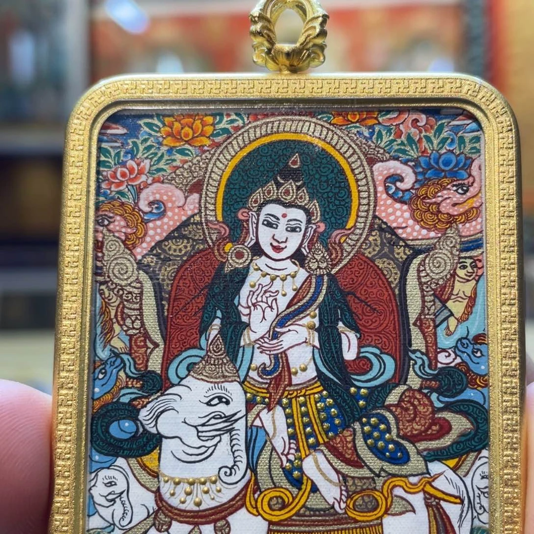 吊坠热贡纯手绘唐卡普贤