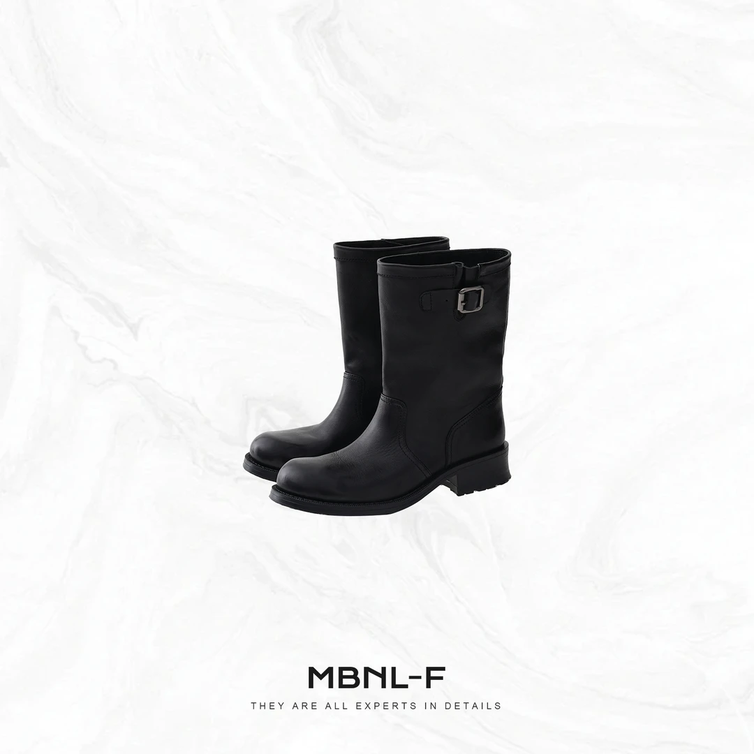MBNL-F“Leather.搭扣”天然质感北欧低调中筒靴  XM-XXZ7818