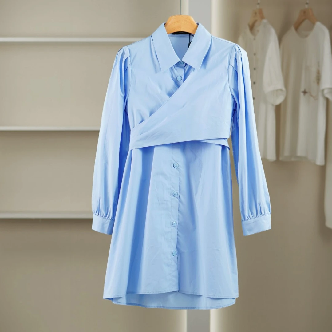 麦迪尚品【奥】5072248 春季时尚简约休闲衬衫连衣裙品牌撤柜女装