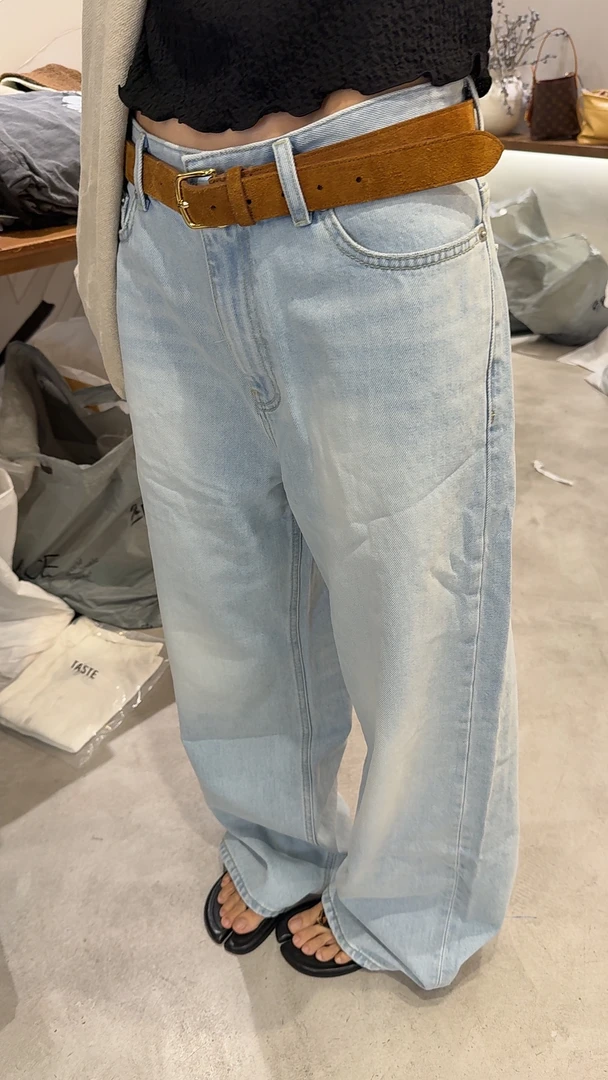 韩国春新款宽松香蕉十分牛仔裤（NO退）