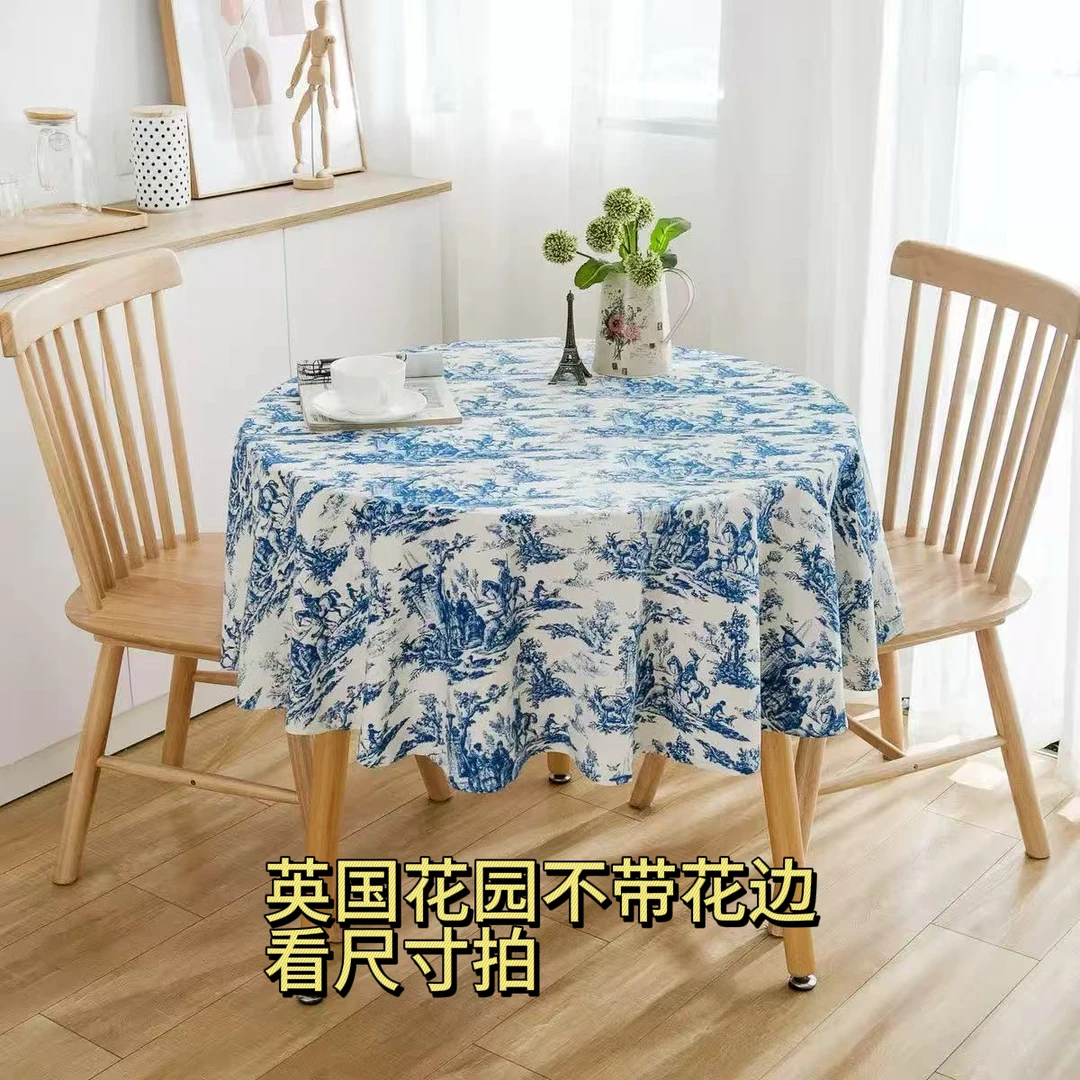 屋里进 桌布 蓝色玫瑰英 国花园不带花边尺寸圆形150