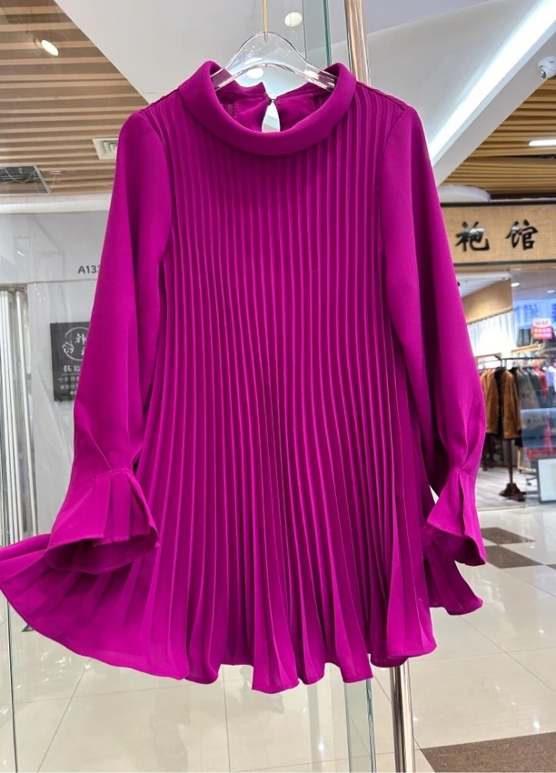 韩国正品大码显廋显气质百褶款衬衣