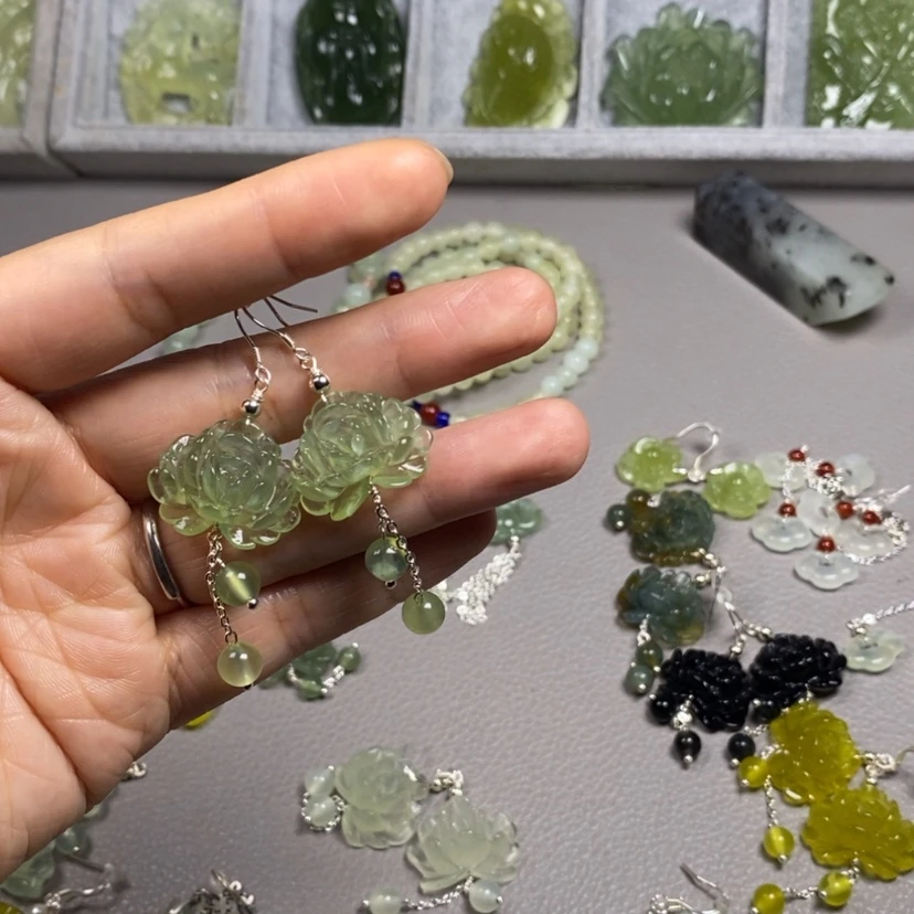 【闪购商品】蛇纹石玉未镶嵌挂件耳饰耳环项链