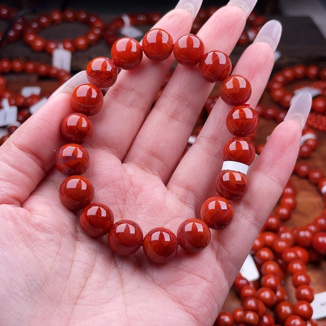 南红玛瑙未镶嵌瓦西手串11mm微瑕