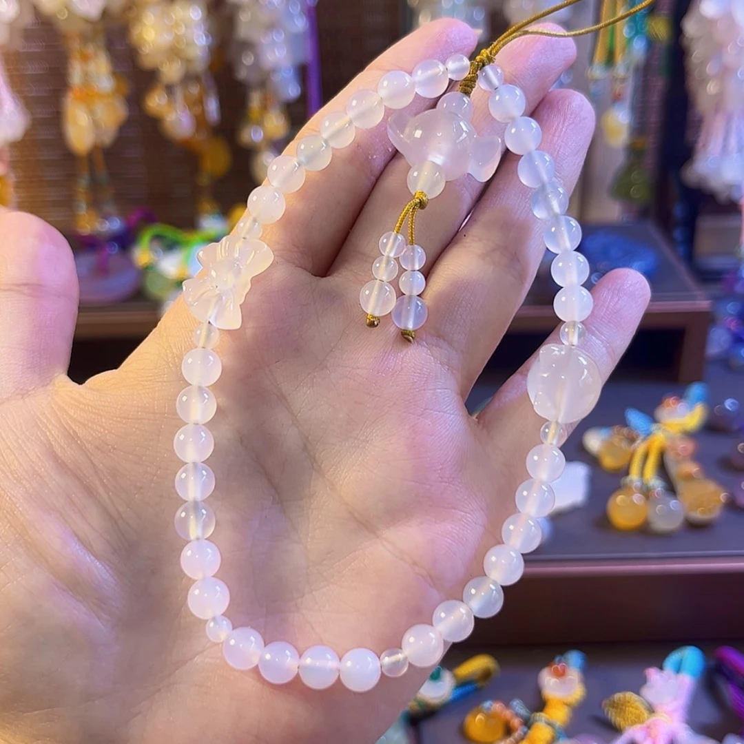 【闪购商品】玛瑙/玉髓车挂未镶嵌兔****巴手腕手机链