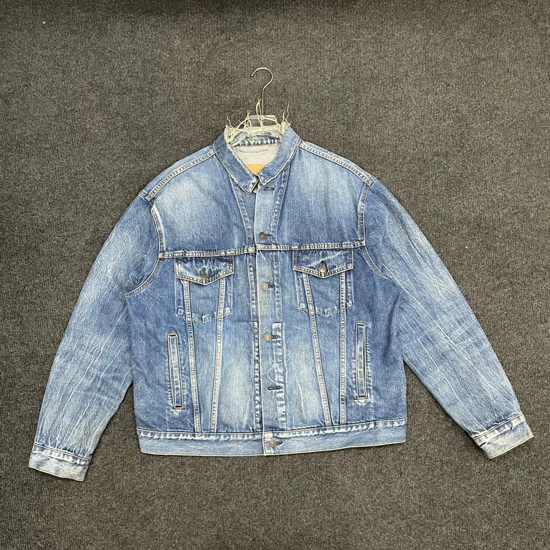 99新 Balenciaga/巴黎世家 经典喷绘logo牛仔外套/尺码38