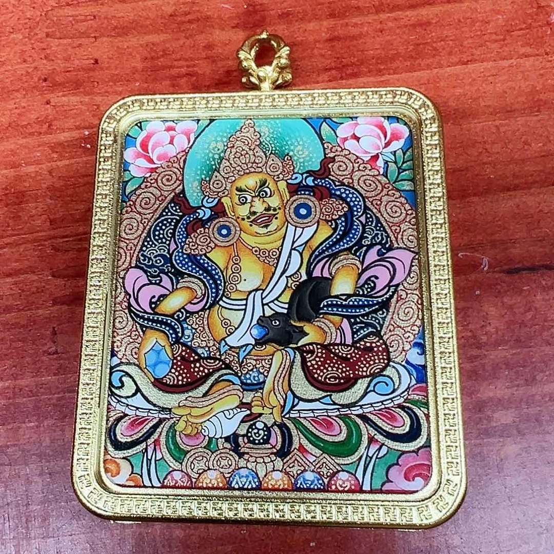 吊坠全手绘热贡唐卡黄财神