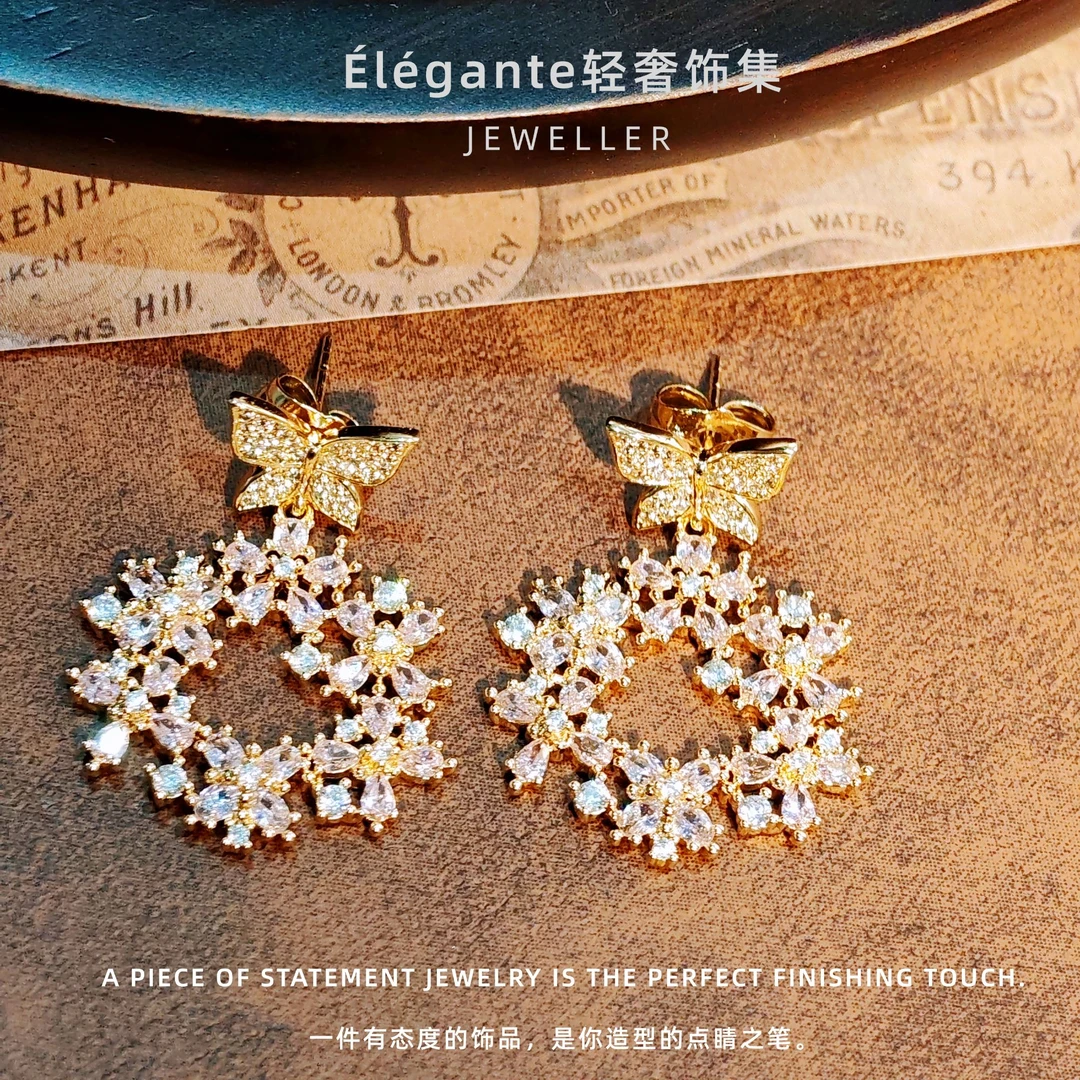 铜合金耳饰 【粉黛韶光】小众设计师款轻奢气质浪漫名媛精致耳环