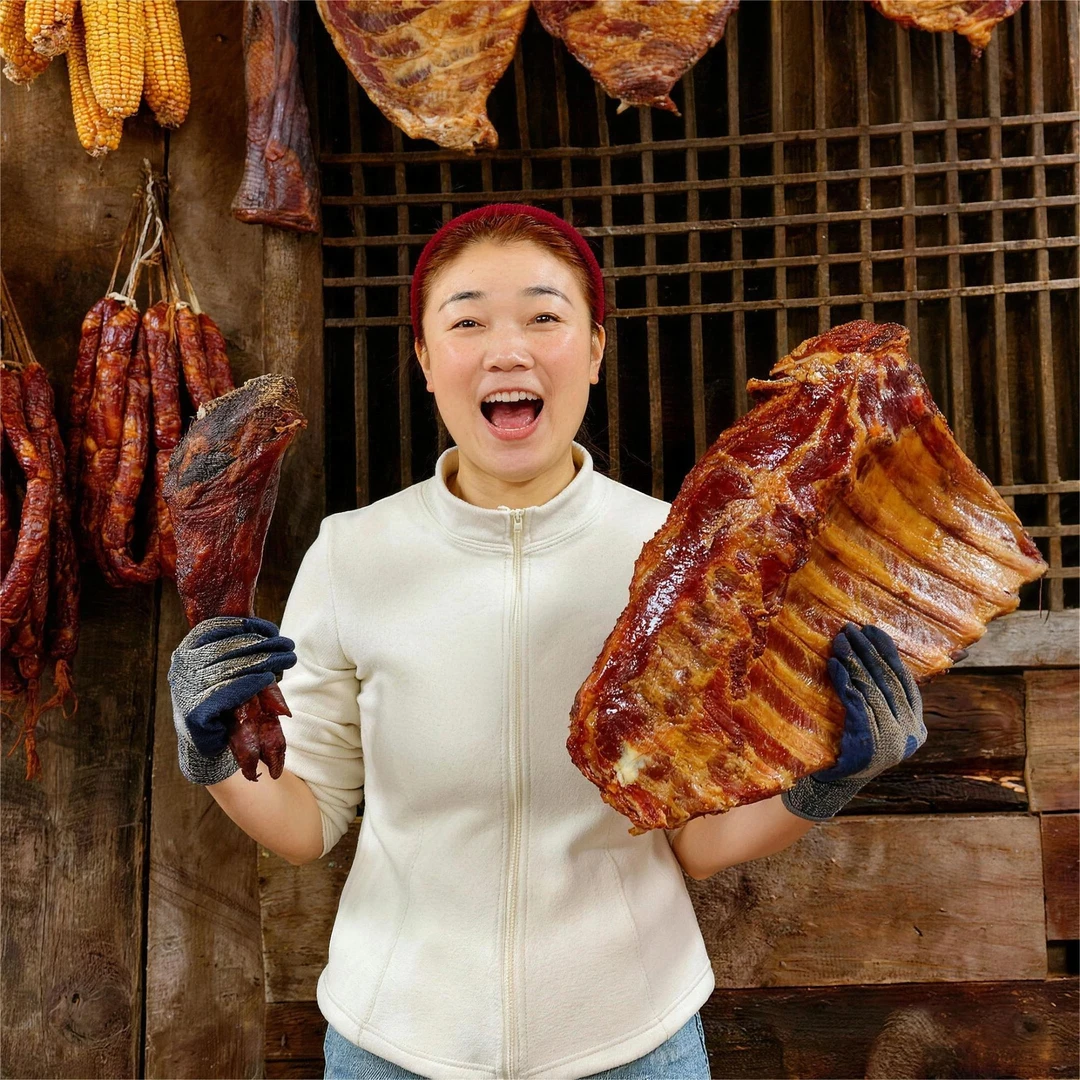 （顺丰包邮）硒游记精选恩施柴火烟熏腊肉腊排骨香肠一称一拍