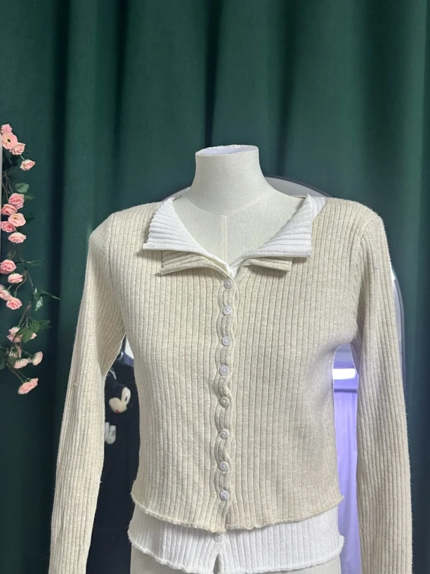 清仓纯欲 拼接上衣