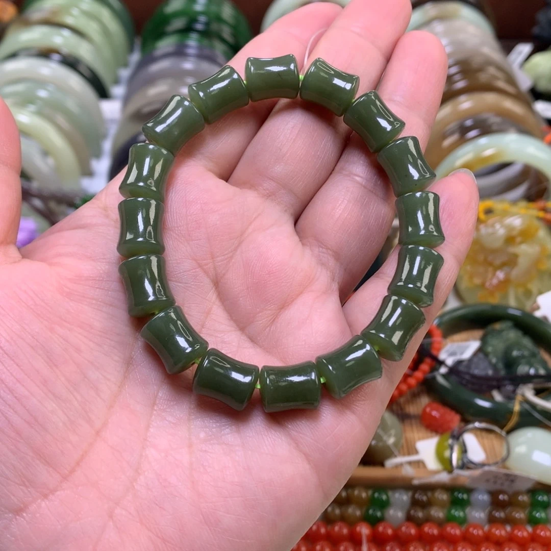 和田玉未镶嵌手链卡10_12