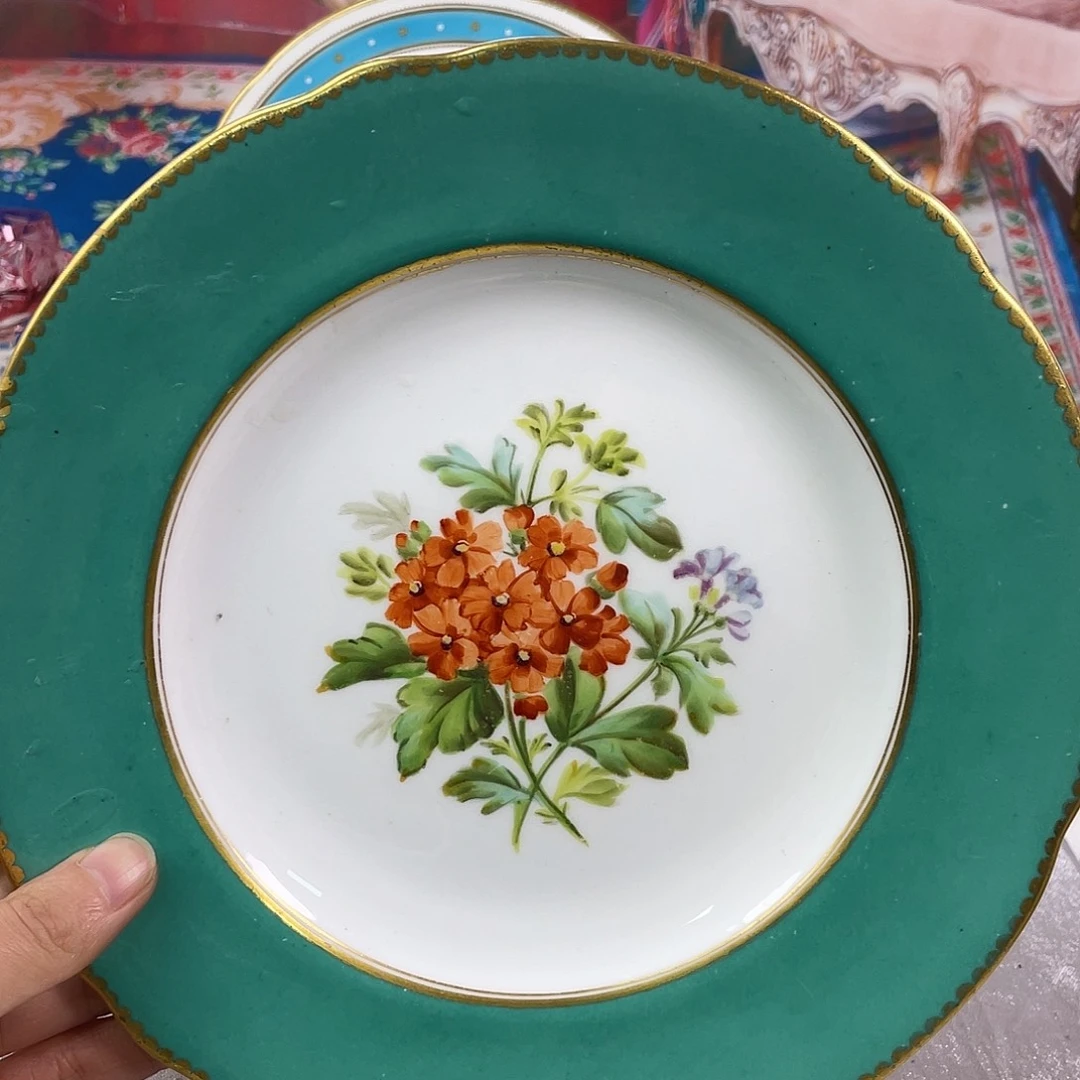 瓷片欧瓷咖啡杯水晶杯摆件