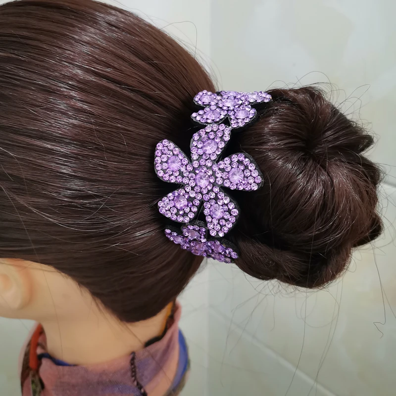 丸子头扣发饰抓夹发卡水钻扭夹头饰后脑勺花苞头懒人盘发神器发夹