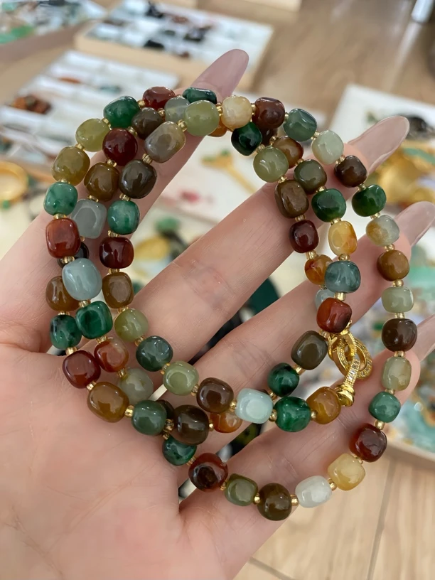 多宝老料翡翠项链珠