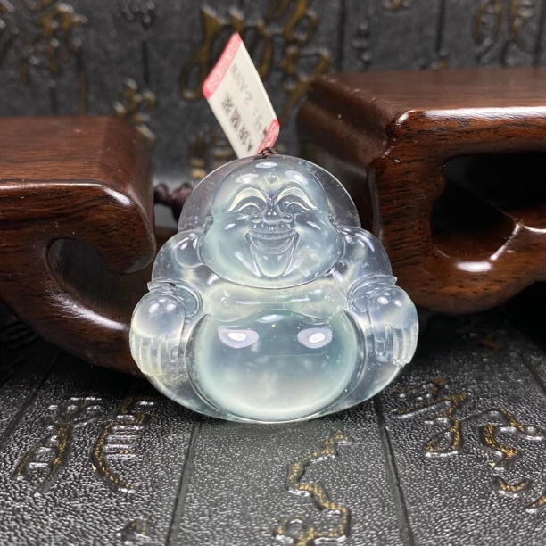 天然A货翡翠弥勒佛吊坠