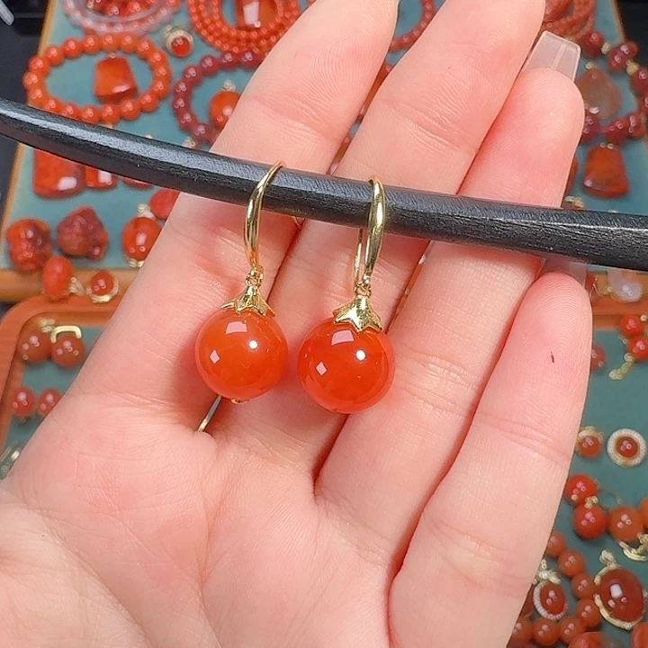 南红玛瑙银S925镶嵌12+