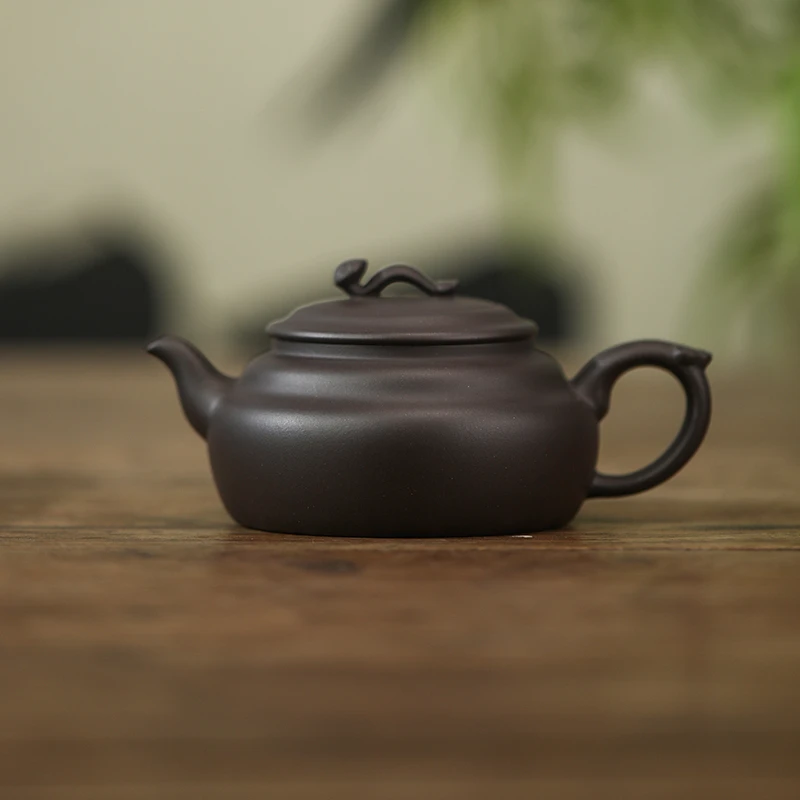【如意紫菱】老一厂早期黑料 180cc 手工制作 内推孔 宜兴紫砂壶