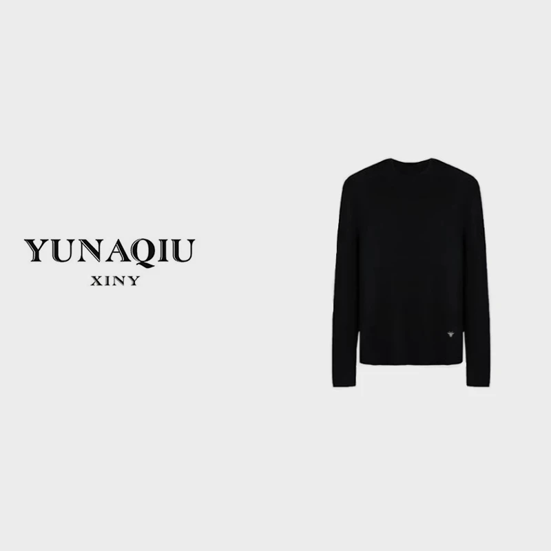 YUNAQIU 时尚针织衫圆领套头半高领羊毛长袖打底衫-6042