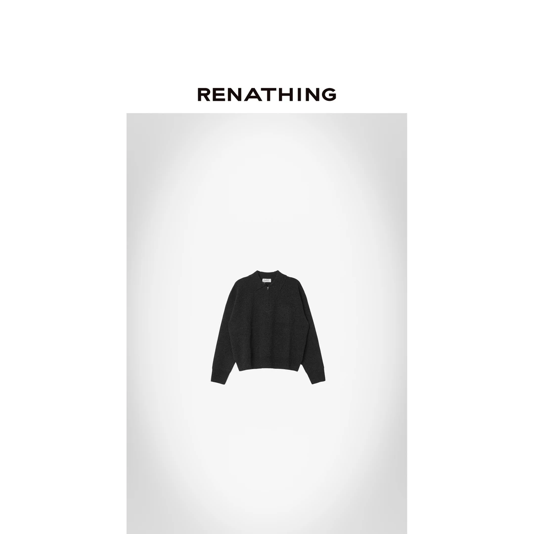 【RENATHING】半开襟POLO领毛衣针织裤套装