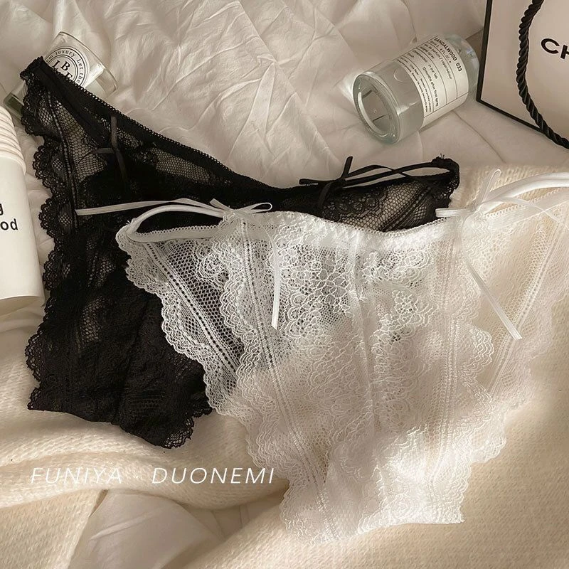 法式纯欲性感蕾丝女士内裤低腰棉裆少女甜美诱惑透视三角裤头