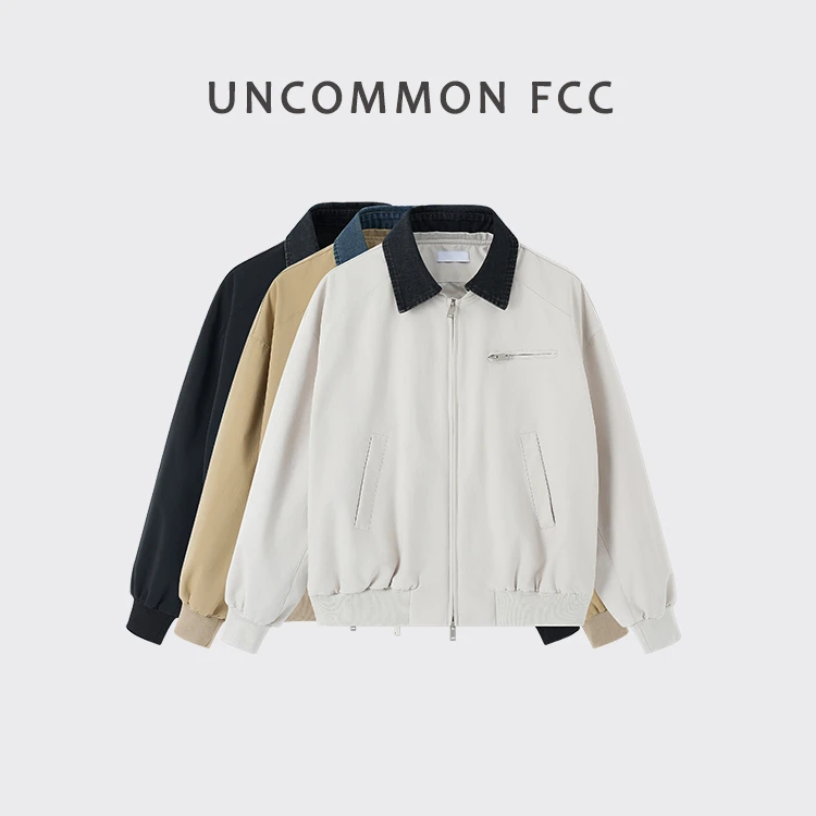 FCC【拼接撞色 复古牛仔】春季美式宽松休闲夹克时尚百搭潮流外套