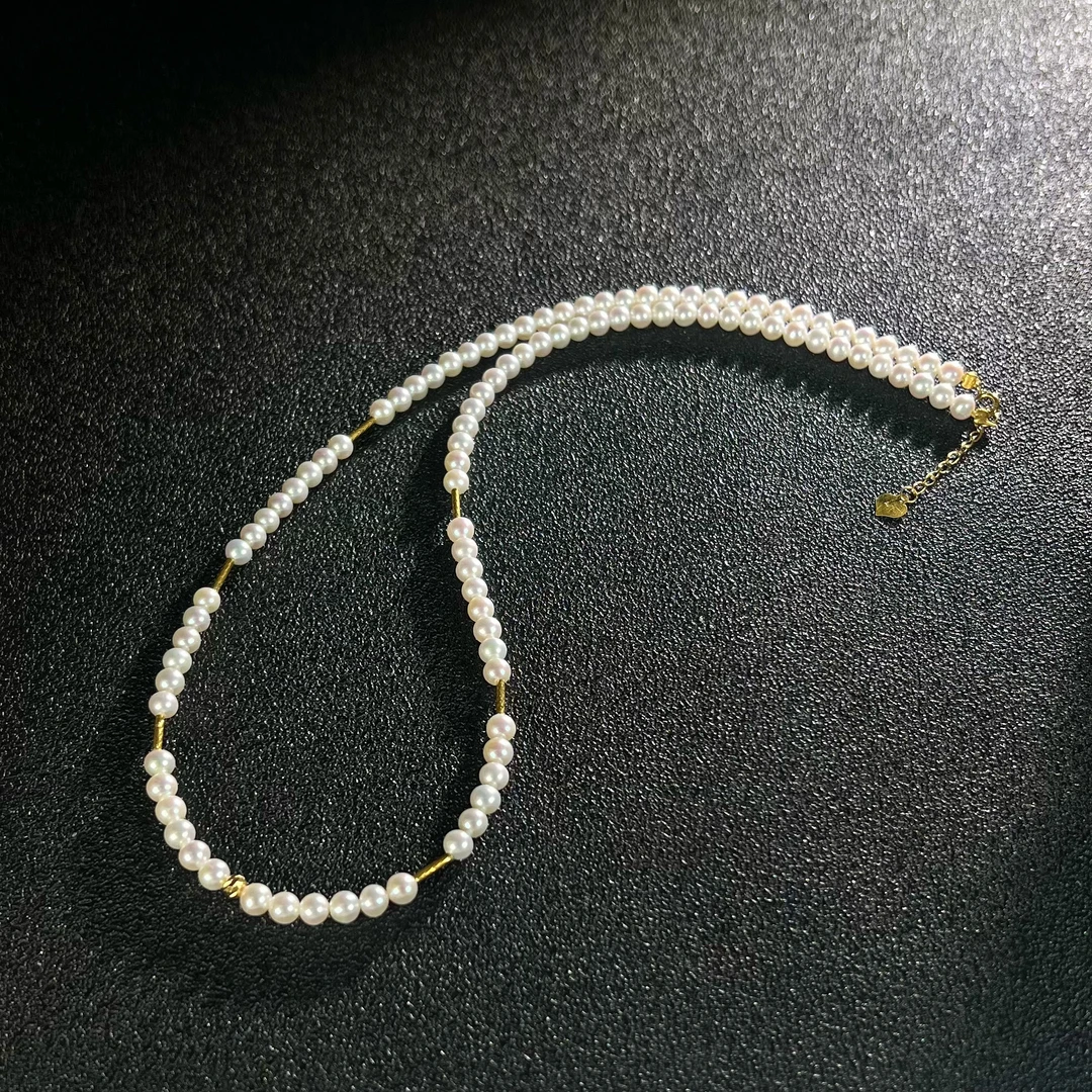 18K金天然珍珠小米珠项链G80454