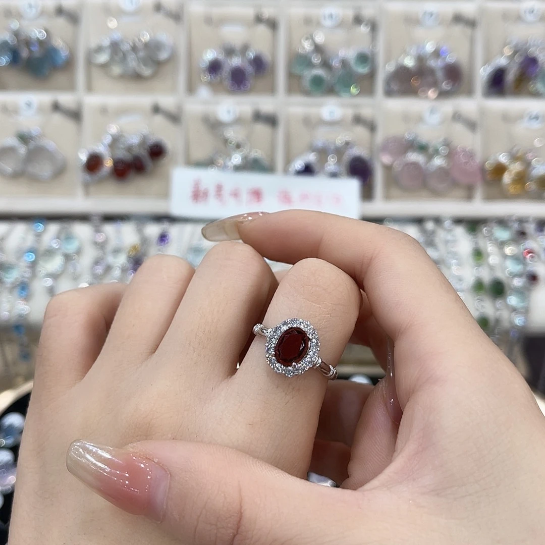 蛇纹石玉银S925镶嵌戒指