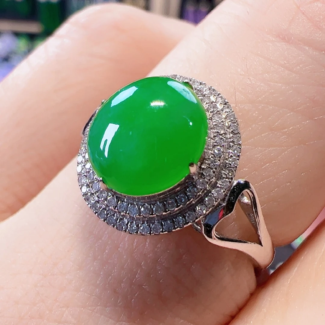 翡翠戒指18K金镶嵌签收后24小时鉴赏期