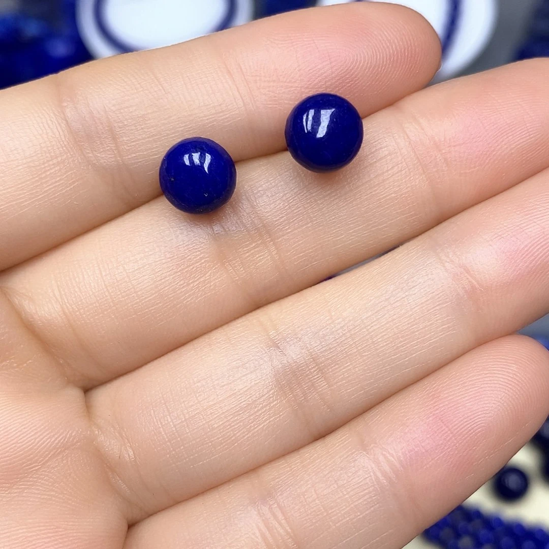 青金石银S925镶嵌耳饰