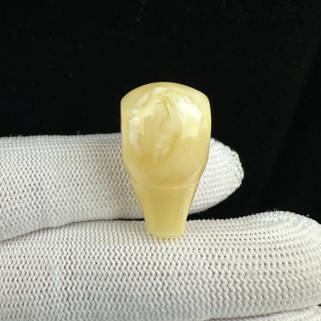 Y1969天然原矿蜜蜡 满蜡妖花三通 14.7*26mm抖音基地质检发货