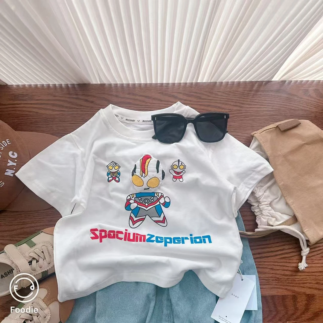 【JMJQ25575】夏季新款中小童卡通奥特曼休闲圆领短袖宝宝节奏