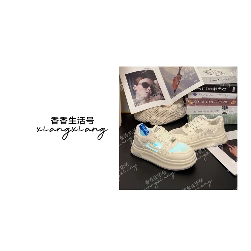 【香香严选】厚底小白鞋时尚百搭网面透气休闲鞋2525 跟高4cm
