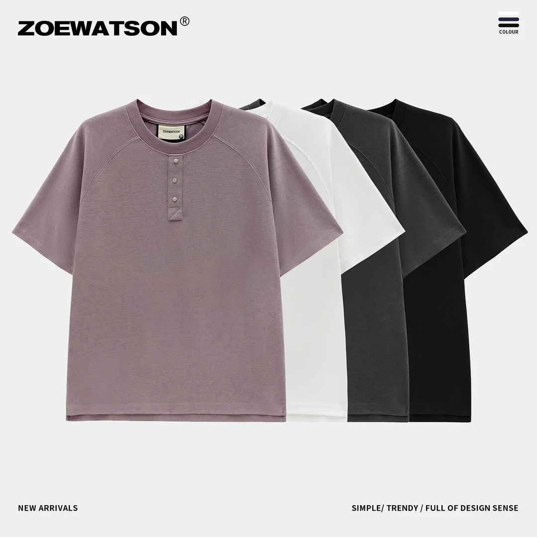 【ZOEWATSON】休闲夏季简约宽松圆领纯色情侣户外重磅潮流Z2503