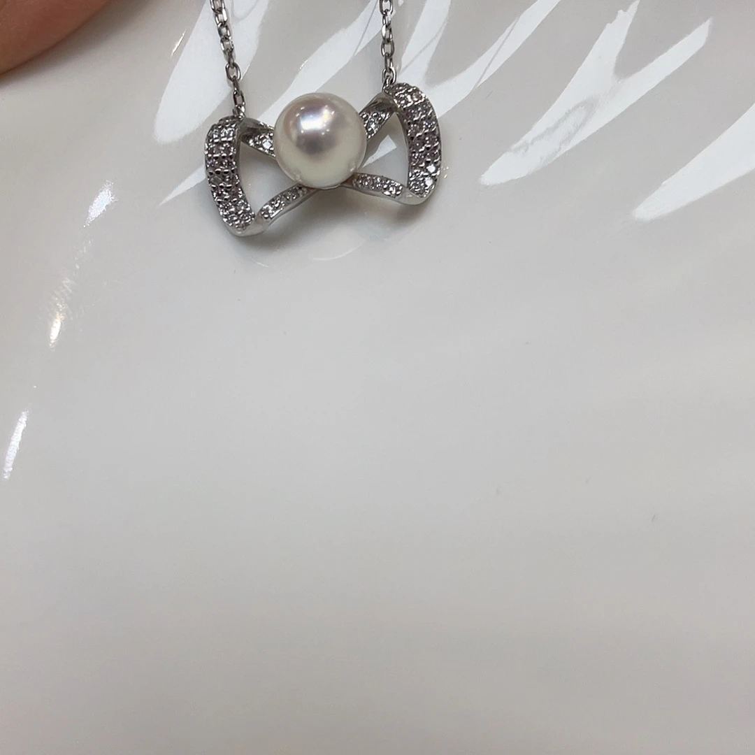 项链银S925镶嵌海水珍珠