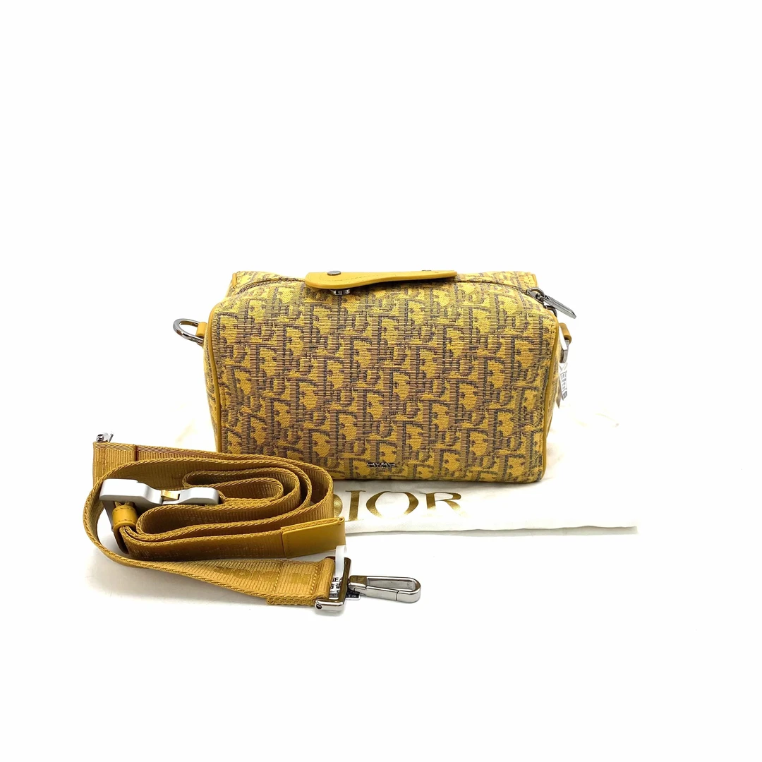 99新 DIOR/迪奥 闲置Lingot 22印花刺绣圆筒包 尺寸22/13